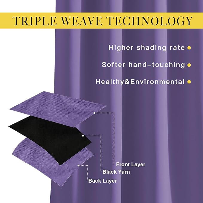 NICETOWN Lilac Purple Blackout Curtains 102 inches Long, Grommet Thermal - Image 4