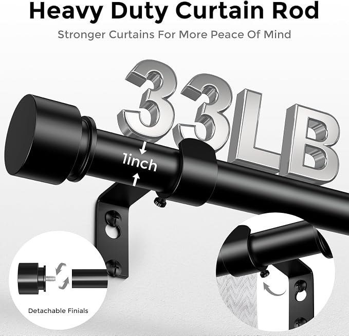 Curtain Rods for Windows 48 to 84 Inch, Decorative Adjustable Heavy Duty Easy - Image 3