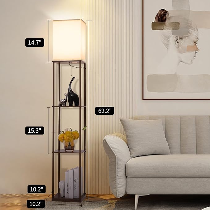 Gupuzm Floor Lamp with Shelves, with Modern Square Standing Lamp with Smart APP - Image 4