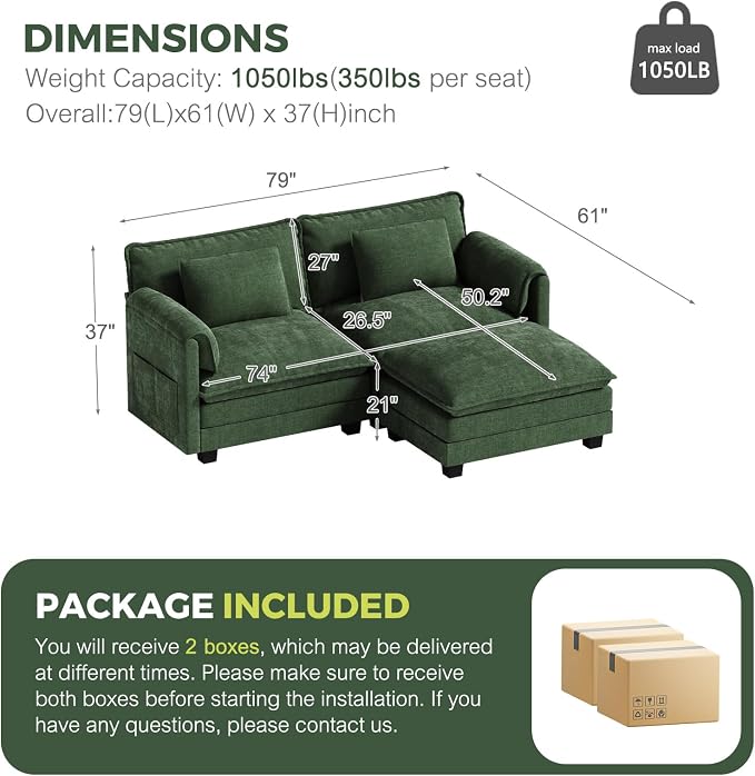 ELUCHANG Oversized 79" Modular Sectional Sofa, Comfy Cloud Couch - Image 2