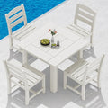 SERWALL Outdoor Dining Set for 4, HDPE Square Table and Chairs Set All Weather by SERWALL