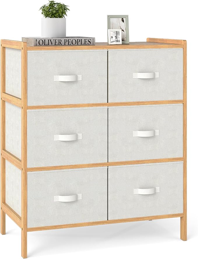 LOKO Fabric Dresser with 6 Drawers, Modern Storage Tower with 6 Folding Fabric by LOKO
