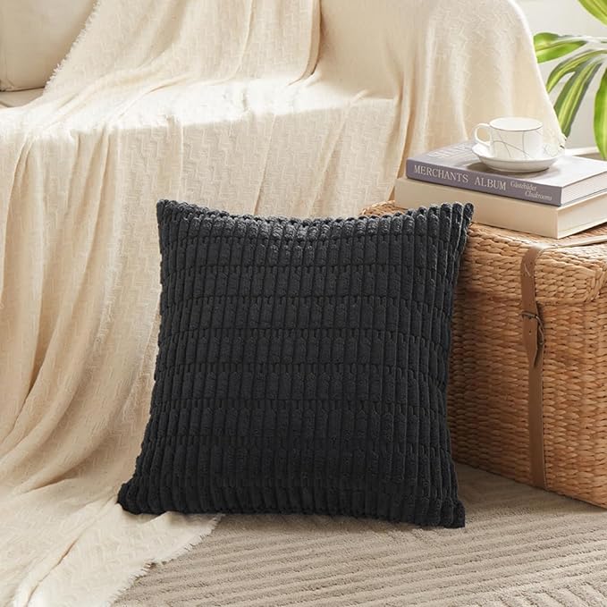 Fancy Homi 4 Packs Boho Black Decorative Throw Pillow Covers 26x26 Inch - Image 2