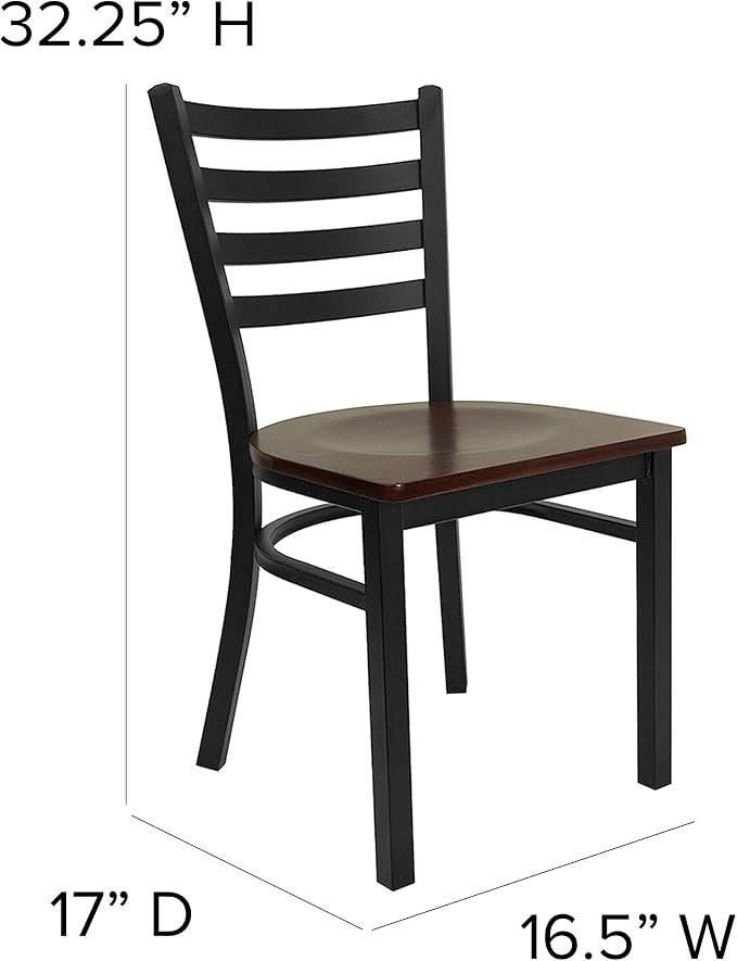 Flash Furniture HERCULES Series Black Ladder Back Metal Restaurant Chair - Image 3