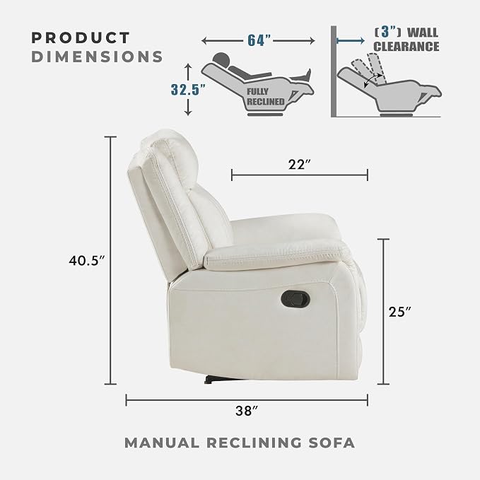 Lexicon Manual Double Reclining Sofa, Polished Microfiber Upholstered 3 Seater - Image 2