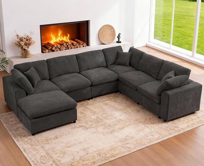 Oversized Modular Sectional Sofa Couch, Large 7 Seater Corner Sofa Modern U by VEPXXP