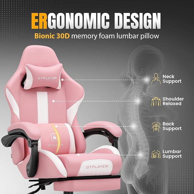 GTPLAYER Gaming Chair with Pocket Spring Cushion, Leather Office Chair with - Image 5