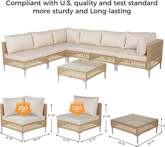 Grand patio 11-Piece Wicker Patio Furniture Set, Boho Outdoor Conversation Set - Image 4
