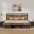 King Metal Bed Frame with Wooden Headboard and Footboard, Heavy Duty Platform by Z-HOM