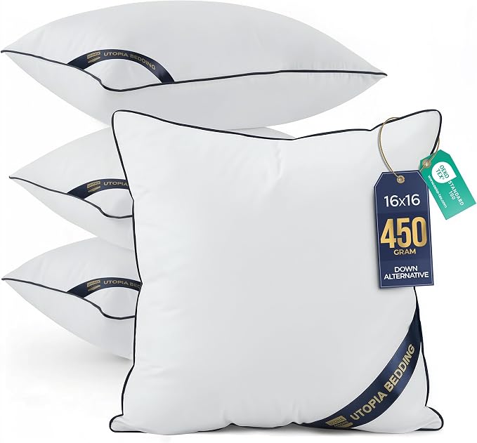 Utopia Bedding Throw Pillow Inserts, 16 x 16 Inches Decorative Indoor Pillows by UTOPIABEDDING