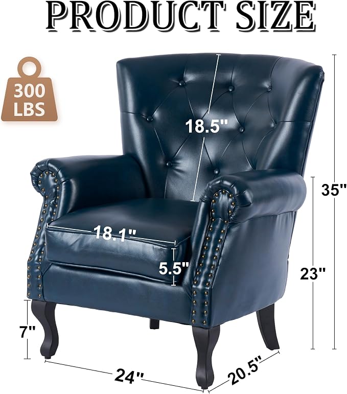 Modern Accent Chair, Mid-Century Faux Leather Armchair - Image 3