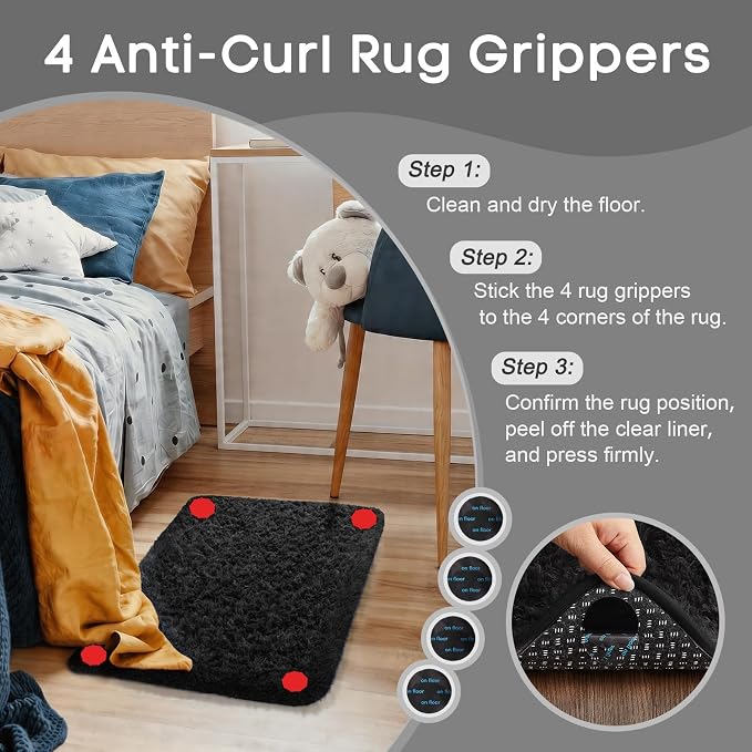 Ophanie Small Rug Washable Non Slip Throw Bedside Area Rugs, Fluffy Soft Mini - Image 2