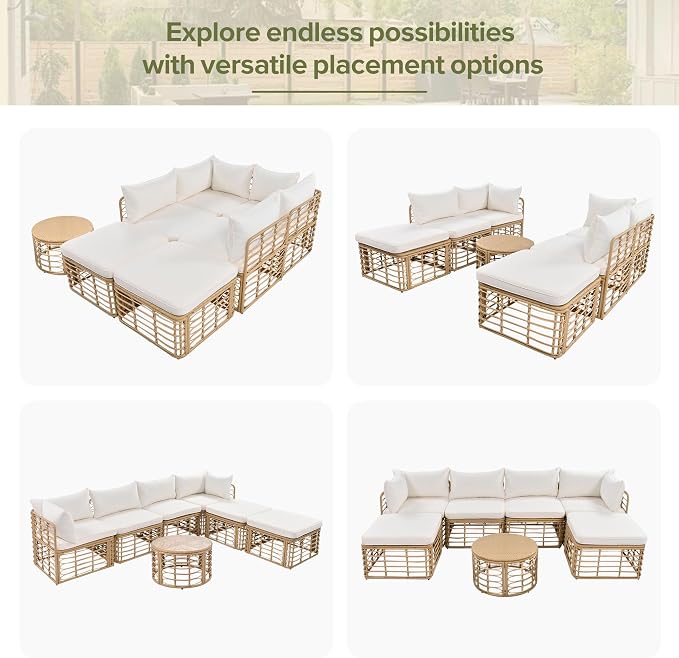 7 Pieces Outdoor Patio Furniture Sectional Sofa Set - Image 6