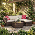 5-Piece L-Shaped Outdoor Patio Furniture Set, PE Wicker Sectional Sofa Set by GarveeLife