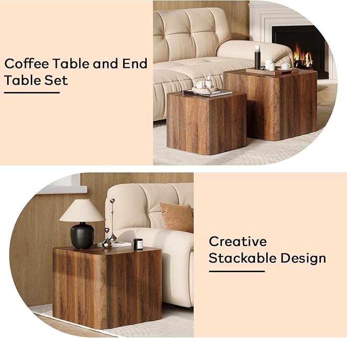 Nesting Coffee Table Set of 2, Modern Coffee Table and End Table Sets, Small - Image 9