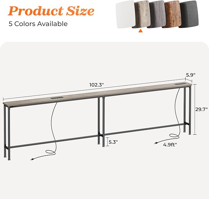 SUPERJARE 102.3 Inch Sofa Table - Image 3