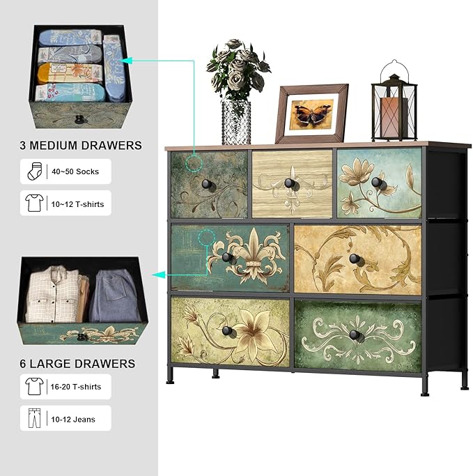 Tohomeor Dresser with Drawers for Bedroom Chest of Drawers Fabric Dresser for - Image 4
