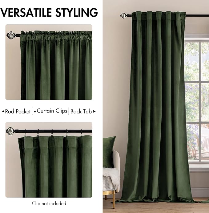 MIULEE Velvet Curtains 108 inches Long 2 Panels - Image 2