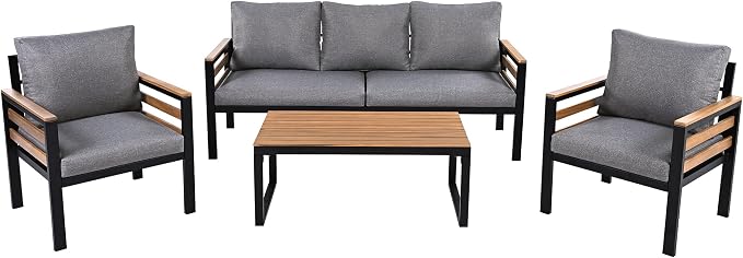 VilroCaz 4-Piece Outdoor Patio Furniture Sectional Sofa Set - Image 6