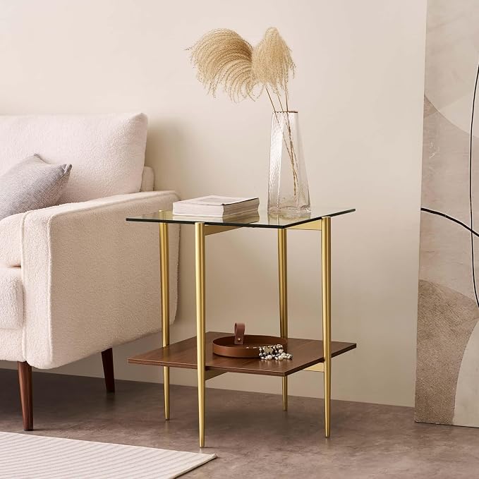 LumFurn Glass End Table, Mid-Century Modern Design Sofa Table, - Image 4