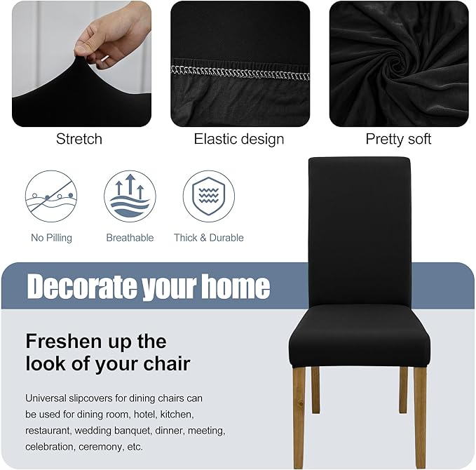 BIETYONE Stretch Dining Chair Covers Set of 4, Soft Removable Washable Kitchen - Image 3