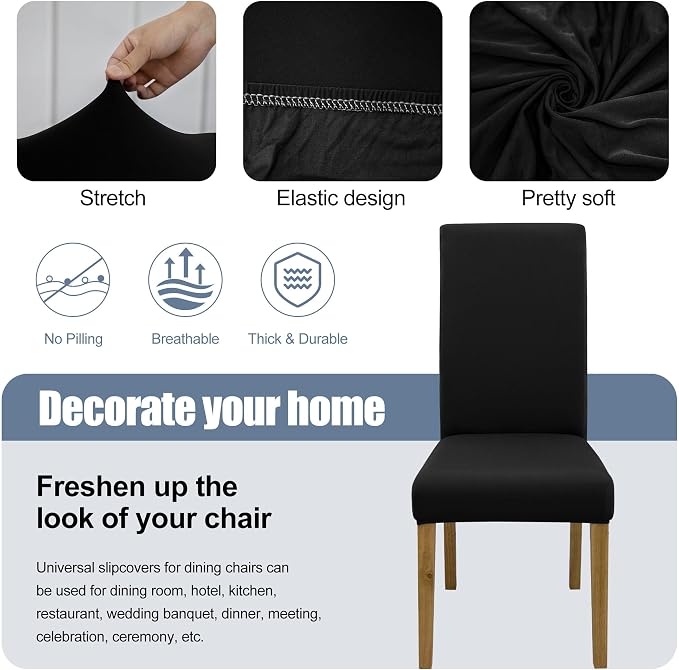 BIETYONE Stretch Dining Chair Covers Set of 2, Soft Removable Washable Kitchen - Image 3