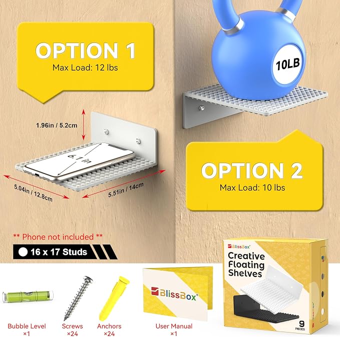 BlissBox 9-Pack Floating Display Shelves - Image 3