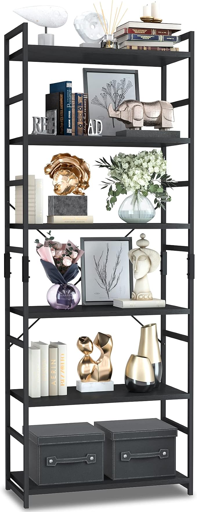NUMENN 6 Tier Bookshelf, Tall Bookcase Shelf Storage Organizer, Modern Book by NUMENN