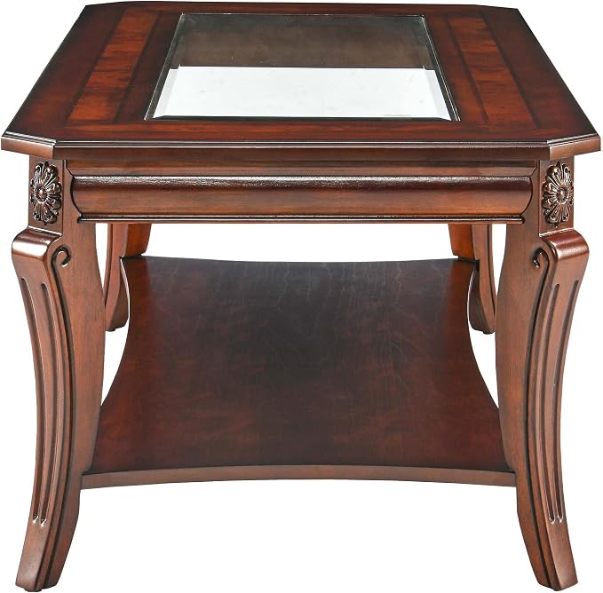 Coffee Table with Tempered Glass Top and Storage Shelf, Farmhouse Living Room - Image 8
