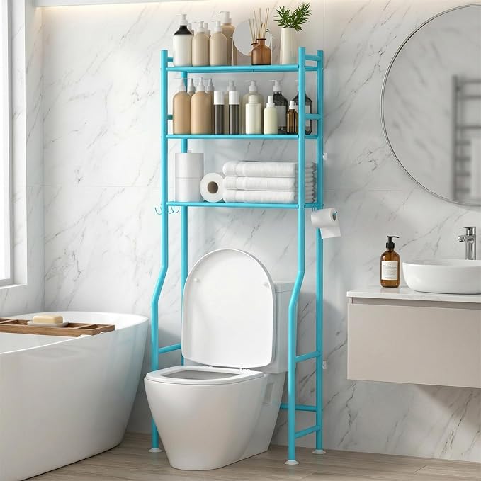 GloTika 3-Tier Over Toilet Storage - 150lb Total Capacity Metal Bathroom by QualityHomewareTimlessComfort