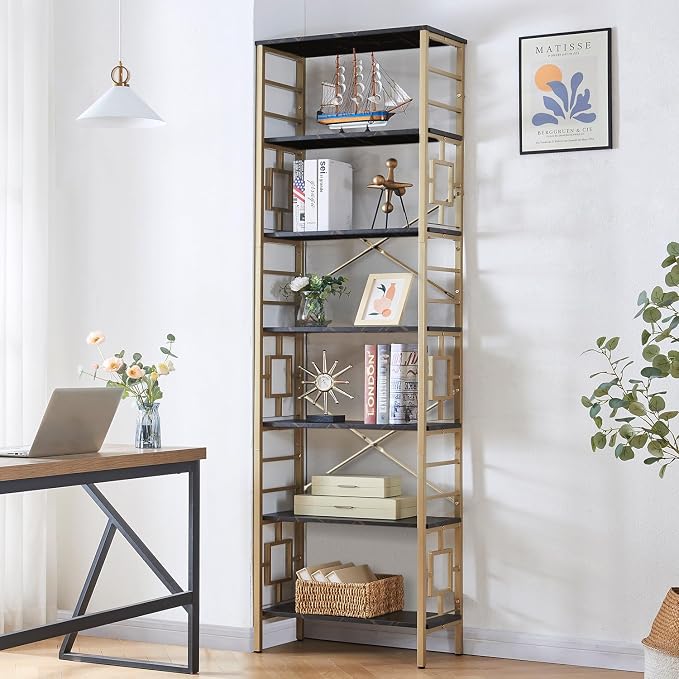 HOMISSUE Bookcase, 7-Tier Tall Bookshelf Metal Bookcase and Bookshelves - Image 4