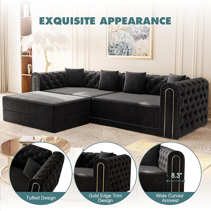 90.6'' Velvet Folding Floor Sofa Bed - Image 6