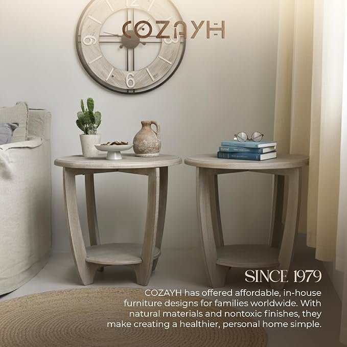 COZAYH Set of 2 Rustic Farmhouse End Tables - Image 6