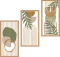 IARTTOP Boho Mid-century Modern Wood Wall Art 8x16 Inch Framed Green Bohemian by IARTTOP