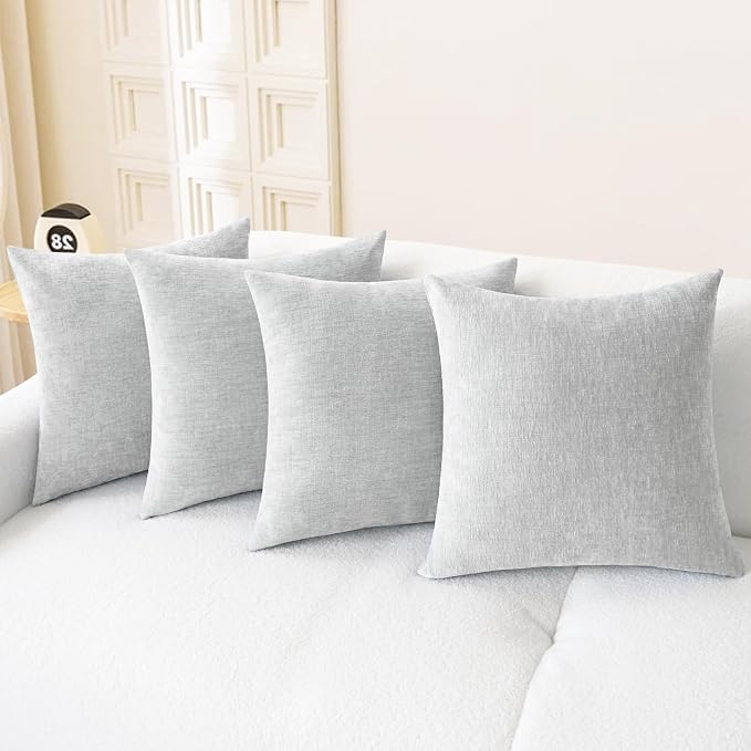 CaliTime Throw Pillow Covers Decorative 18 X 18 Inches Pack of 4 Cozy Chenille by CaliTime
