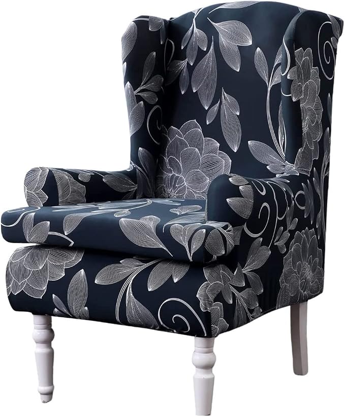 HAOYONG Wing Chair Slipcovers Printed Wingback Chair Covers 2 Pieces Wingback by HAOYONG