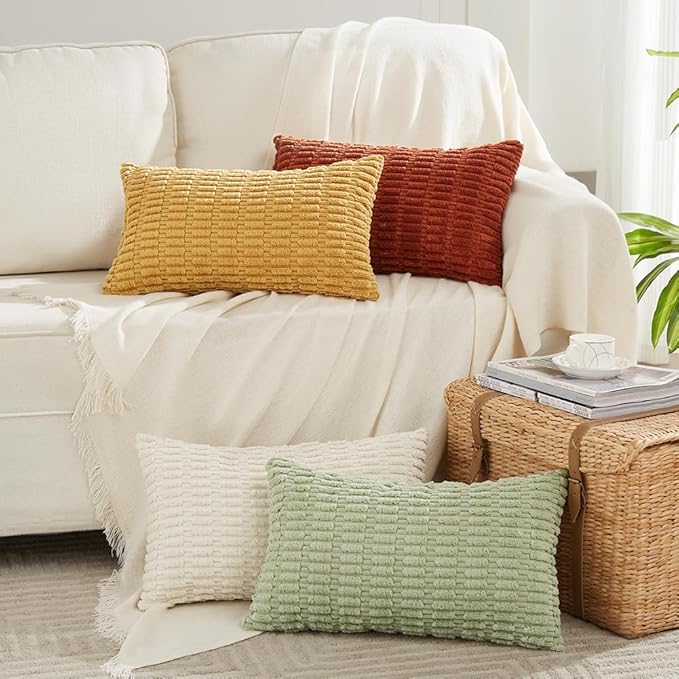 Fancy Homi 4 Packs Fall Boho Lumbar Decorative Throw Pillow Covers 12x20 Inch by Fancy+Homi
