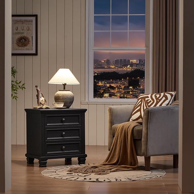 SAVOR LIFE Farmhouse Nightstand Set of 2, Rustic Couch End Table - Image 3