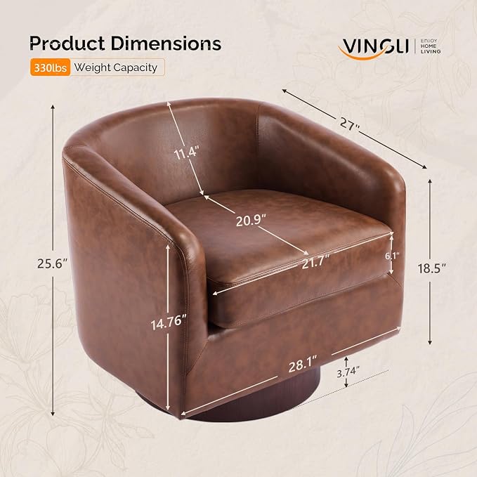 VINGLI 360°Swivel Accent Chairs Set of 2 - Image 2