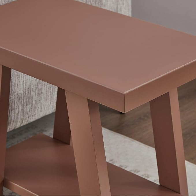 Roundhill Furniture Athens Contemporary Wood Shelf Side Table in Red - Image 5