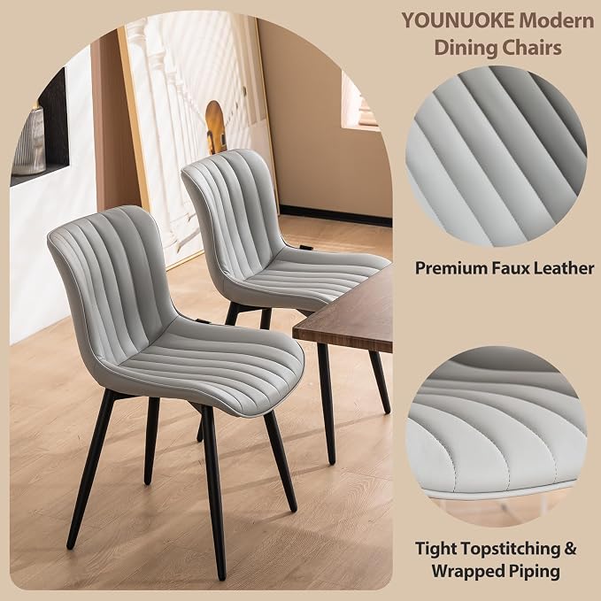 YOUNUOKE Mid-Century Modern Dining Chairs Set of 2, Armless Accent Chair - Image 4