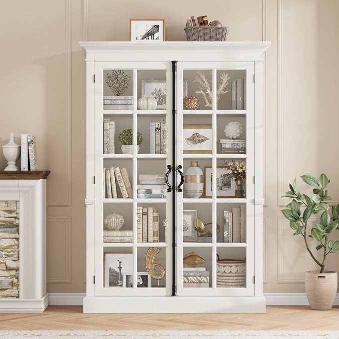 QUW Modern 65" Display Cabinet, 5-Tier Bookcase - Image 2