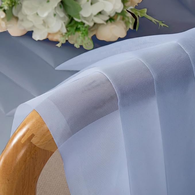Lecloud Denim Blue Sheer Curtains 96 Inches Long 2 Panels, Rod Pocket Light - Image 9