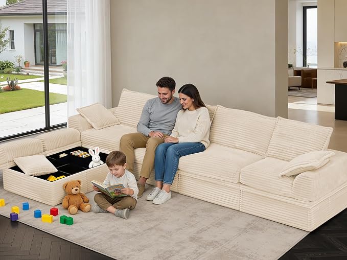 Upgrade Boneless Couch with Storage, Extra Deep&High Seat Modular Sectional - Image 2