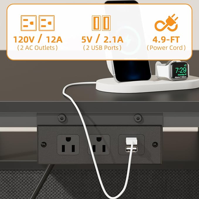 YAOHUOO Printer Stand with Power Outlet/Fabric Drawers, Printer Cabinet with - Image 4