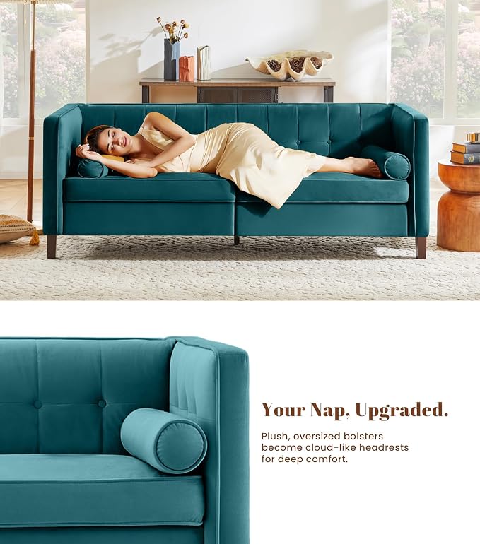 Dreamsir 78'' W Velvet Sofa, Mid-Century Love Seats Sofa Furniture - Image 3