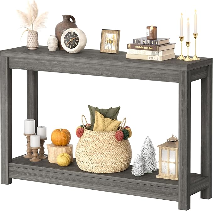 Besiost 47" Farmhouse Wood Entryway Table Narrow Console Table by Besiost