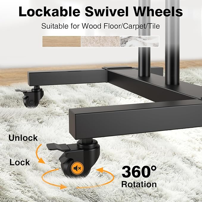 TAVR Furniture Mobile TV Stand Rolling TV Cart Floor Stand - Image 5
