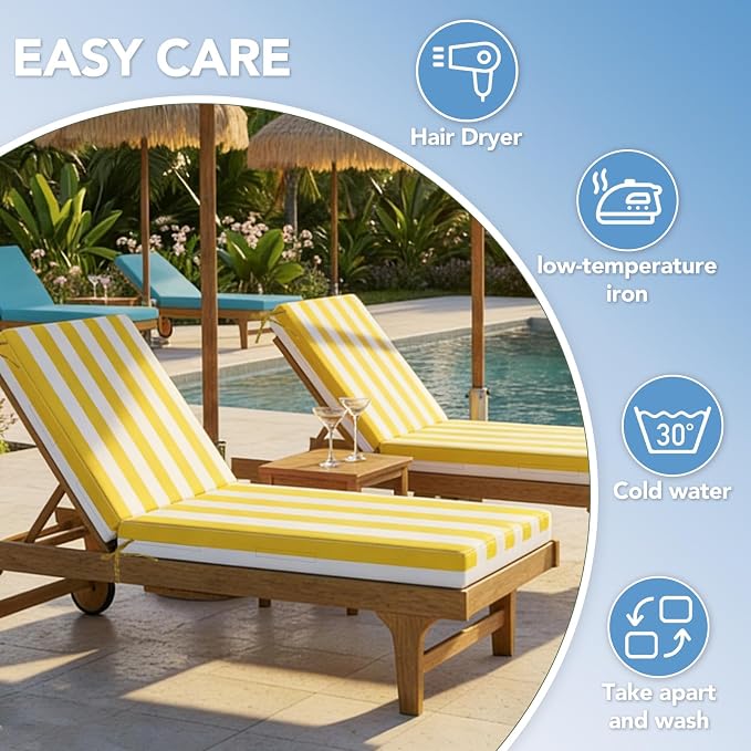 L'AGRATY Outdoor Lounge Chaise Cushion: 72x21x3 Inch Waterproof Lounge Chair - Image 7