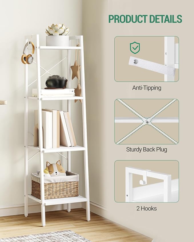 Hzuaneri Ladder Shelf, Bookshelf Bookcase, Freestanding Corner Storage Shelve - Image 3